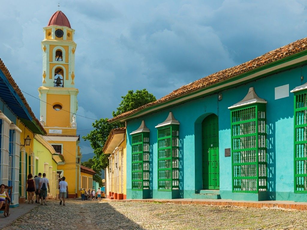 The Spanish colonial architecture of the Plaza Mayor in Trinidad